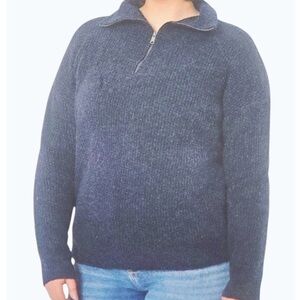 Modern Ambition Women's Half-Zip Navy Knit Sweater